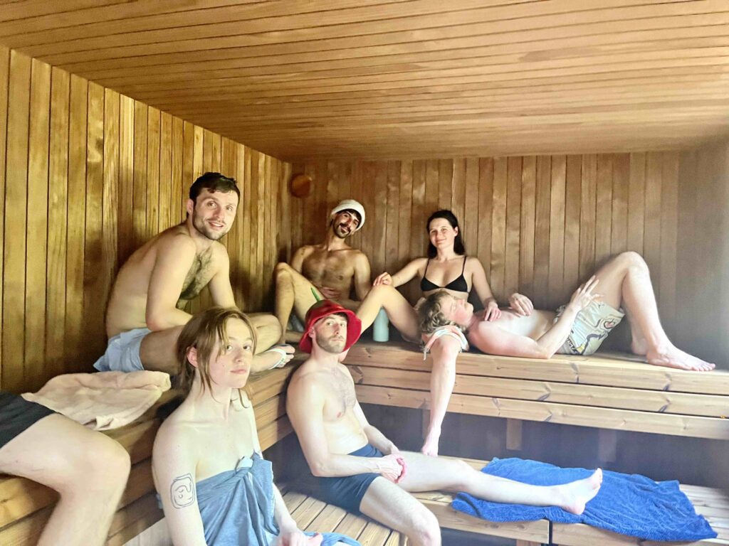 people in a sauna